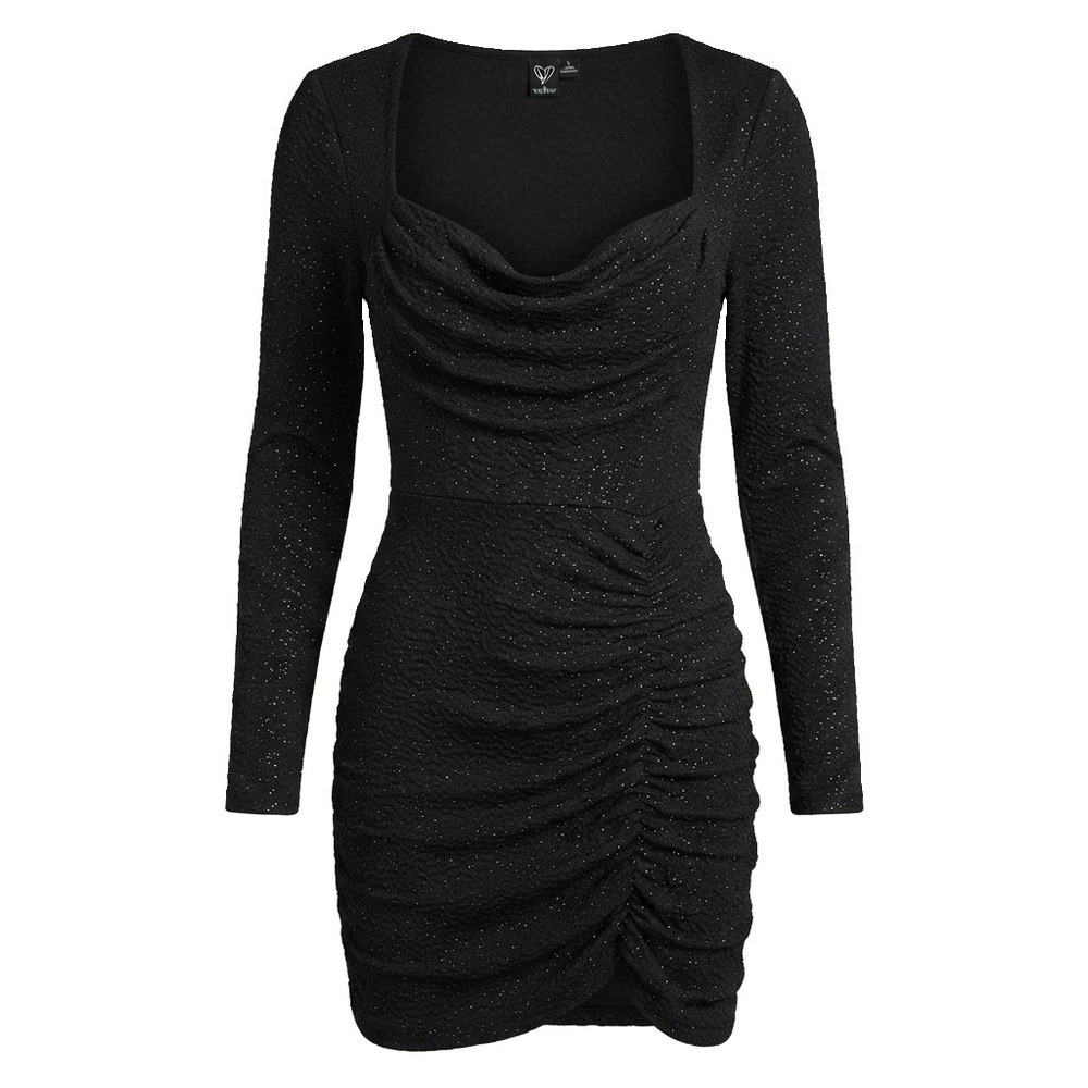 Windsor Women's Size Large Black Sparkly Glitter Long Sleeve Dress